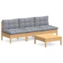 4-teiliges Gartenmöbel-Set mit Kissen aus grauem Kiefernholz von , Gartensets - Ref: Foro24-3096081, Preis: 309,60 €, Rabatt: %