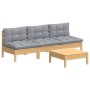 4-teiliges Gartenmöbel-Set mit Kissen aus grauem Kiefernholz von , Gartensets - Ref: Foro24-3096081, Preis: 309,60 €, Rabatt: %