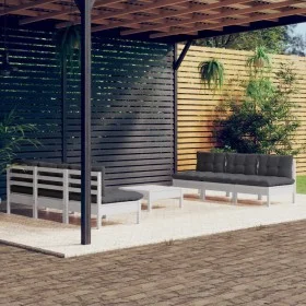 Garden furniture 7 pieces with anthracite pine wood cushions by , Garden sets - Ref: Foro24-3096095, Price: 573,23 €, Discoun...