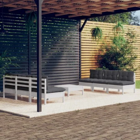 Garden furniture 7 pieces with anthracite pine wood cushions by , Garden sets - Ref: Foro24-3096095, Price: 573,23 €, Discoun...
