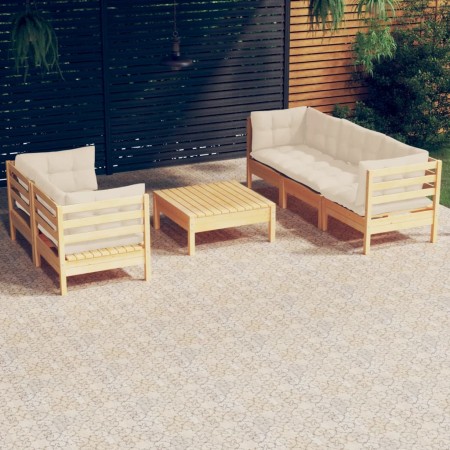 Garden furniture 6 pieces cream pine wood cushions by , Garden sets - Ref: Foro24-3096112, Price: 502,55 €, Discount: %
