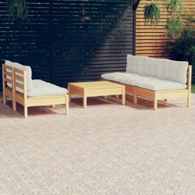 Garden furniture 6 pieces cream pine wood cushions by , Garden sets - Ref: Foro24-3096088, Price: 439,93 €, Discount: %