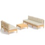 Gartenmöbel 6 Stück Kissen aus cremefarbenem Kiefernholz von , Gartensets - Ref: Foro24-3096088, Preis: 470,21 €, Rabatt: %