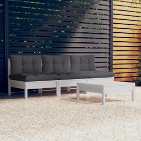 Muebles de jardín 4 piezas con cojines antracita madera pino de , Conjuntos de jardín - Ref: Foro24-3096083, Precio: 325,77 €...