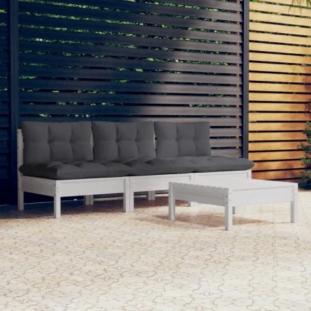 Muebles de jardín 4 piezas con cojines antracita madera pino de , Conjuntos de jardín - Ref: Foro24-3096083, Precio: 321,38 €...