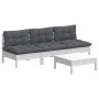 4-teiliges Gartenmöbel mit anthrazitfarbenen Kissen aus Kiefernholz von , Gartensets - Ref: Foro24-3096083, Preis: 321,64 €, ...