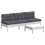 4-teiliges Gartenmöbel mit anthrazitfarbenen Kissen aus Kiefernholz von , Gartensets - Ref: Foro24-3096083, Preis: 325,77 €, ...