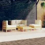 Gartenmöbel 5-teilig und Kissen aus massivem cremefarbenem Kiefernholz von , Gartensets - Ref: Foro24-3096178, Preis: 383,10 ...