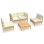 Garden furniture 5 pieces and cushions solid cream pine wood by , Garden sets - Ref: Foro24-3096178, Price: 389,80 €, Discoun...