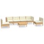 Garden furniture 7 pieces and cushions solid cream pine wood by , Garden sets - Ref: Foro24-3096202, Price: 536,33 €, Discoun...