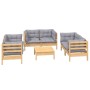Garden furniture set 7 pieces and cushions solid pine wood by , Garden sets - Ref: Foro24-3096249, Price: 623,16 €, Discount: %