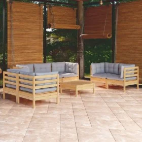 Garden furniture set 8 pieces and cushions solid pine wood by , Garden sets - Ref: Foro24-3096261, Price: 668,40 €, Discount: %