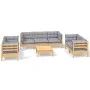 Garden furniture set 8 pieces and cushions solid pine wood by , Garden sets - Ref: Foro24-3096261, Price: 668,39 €, Discount: %