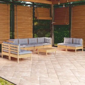 Garden furniture set 9 pieces and cushions solid pine wood by , Garden sets - Ref: Foro24-3096237, Price: 699,00 €, Discount: %