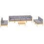 Garden furniture set 9 pieces and cushions solid pine wood by , Garden sets - Ref: Foro24-3096237, Price: 708,65 €, Discount: %