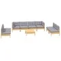 Garden furniture set 9 pieces and cushions solid pine wood by , Garden sets - Ref: Foro24-3096237, Price: 699,00 €, Discount: %