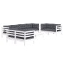 Muebles de jardín 9 pzas con cojines madera maciza de pino de , Conjuntos de jardín - Ref: Foro24-3096275, Precio: 845,28 €