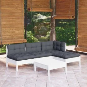 Garden furniture 5 pieces with white pine wood cushions by , Garden sets - Ref: Foro24-3096305, Price: 409,90 €, Discount: %