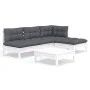 Garden furniture 5 pieces with white pine wood cushions by , Garden sets - Ref: Foro24-3096305, Price: 409,54 €, Discount: %