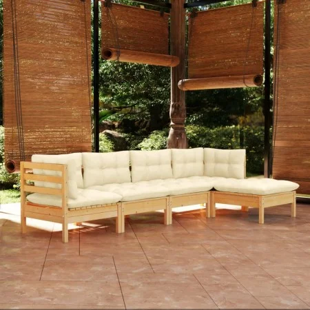 Gartenmöbel 5 Stück Kissen aus cremefarbenem Kiefernholz von , Gartensets - Ref: Foro24-3096358, Preis: 361,21 €, Rabatt: %