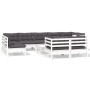 Muebles de jardín 10 pzas con cojines blanco madera maciza pino de , Conjuntos de jardín - Ref: Foro24-3096533, Precio: 907,26 €