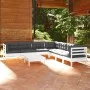 Gartenmöbel 8-teilig mit weißen Kissen aus massivem Kiefernholz von , Gartensets - Ref: Foro24-3096798, Preis: 669,12 €, Raba...