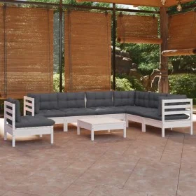 Gartenmöbel 8-teilig mit weißen Kissen aus massivem Kiefernholz von , Gartensets - Ref: Foro24-3096726, Preis: 669,12 €, Raba...