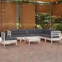 Garden furniture 8 pieces with white cushions solid pine wood by , Garden sets - Ref: Foro24-3096726, Price: 669,12 €, Discou...