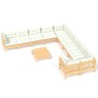 Gartenmöbel 11-teilig und Kissen aus cremefarbenem Kiefernholz von , Gartensets - Ref: Foro24-3097013, Preis: 885,73 €, Rabat...