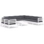 Garden furniture 10 pieces with white cushions solid pine wood by , Garden sets - Ref: Foro24-3096906, Price: 907,68 €, Disco...