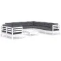 Garden furniture 10 pieces with white cushions solid pine wood by , Garden sets - Ref: Foro24-3096906, Price: 896,19 €, Disco...