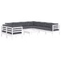 Garden furniture 10 pieces with white cushions solid pine wood by , Garden sets - Ref: Foro24-3096906, Price: 907,68 €, Disco...