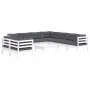 Garden furniture 10 pieces with white cushions solid pine wood by , Garden sets - Ref: Foro24-3096906, Price: 896,19 €, Disco...