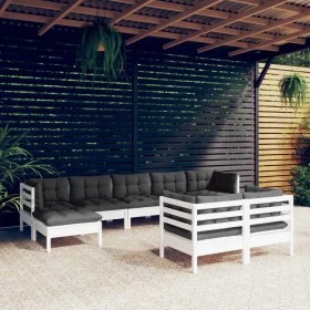 Gartenmöbel 9-teilig und weiße Kissen aus massivem Kiefernholz von , Gartensets - Ref: Foro24-3097128, Preis: 757,47 €, Rabat...