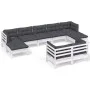Muebles de jardín 9 pzas y cojines blanco madera maciza de pino de , Conjuntos de jardín - Ref: Foro24-3097128, Precio: 757,4...