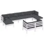 Muebles de jardín 9 pzas y cojines blanco madera maciza de pino de , Conjuntos de jardín - Ref: Foro24-3097128, Precio: 757,4...