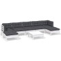 Muebles de jardín 8 pzas con cojines blanco madera de pino de , Conjuntos de jardín - Ref: Foro24-3097098, Precio: 699,08 €, ...