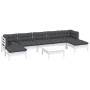 Muebles de jardín 8 pzas con cojines blanco madera de pino de , Conjuntos de jardín - Ref: Foro24-3097098, Precio: 699,08 €, ...