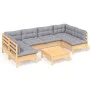 Garden furniture set 7 pieces and cushions solid pine wood by , Garden sets - Ref: Foro24-3097156, Price: 520,77 €, Discount: %