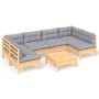 Gartenmöbel-Set 7-teilig und Kissen aus massivem Kiefernholz von , Gartensets - Ref: Foro24-3097156, Preis: 512,36 €, Rabatt: %