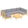 Garden furniture set 7 pieces and cushions solid pine wood by , Garden sets - Ref: Foro24-3097156, Price: 520,77 €, Discount: %