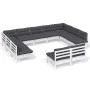 Garden furniture 11 pieces and white cushions solid pine wood by , Garden sets - Ref: Foro24-3097212, Price: 906,56 €, Discou...