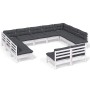 Gartenmöbel 11-teilig und weiße Kissen aus massivem Kiefernholz von , Gartensets - Ref: Foro24-3097212, Preis: 918,17 €, Raba...