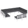 Garden furniture 11 pieces and white cushions solid pine wood by , Garden sets - Ref: Foro24-3097212, Price: 906,56 €, Discou...