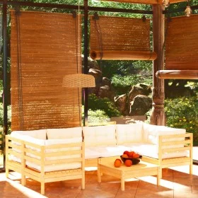 Garden furniture 7 pieces cream pine wood cushions by , Garden sets - Ref: Foro24-3097301, Price: 512,06 €, Discount: %