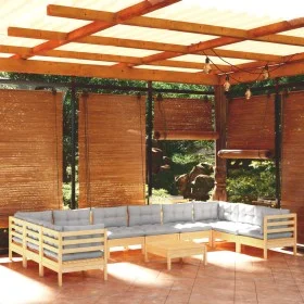 Gartenmöbel-Set 11-teilig und Kissen aus grauem Kiefernholz von , Gartensets - Ref: Foro24-3097336, Preis: 849,89 €, Rabatt: %