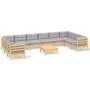 Garden furniture set 11 pieces and gray pine wood cushions by , Garden sets - Ref: Foro24-3097336, Price: 851,24 €, Discount: %