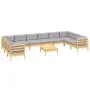 Garden furniture set 11 pieces and gray pine wood cushions by , Garden sets - Ref: Foro24-3097336, Price: 851,24 €, Discount: %