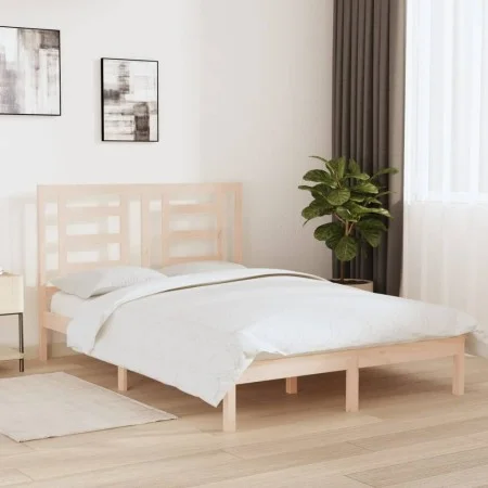 Solid pine wood bed frame 140x190 cm by , Beds and slatted bases - Ref: Foro24-3104328, Price: 107,34 €, Discount: %