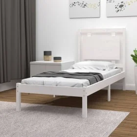 White single solid wood bed frame 75x190 cm by , Beds and slatted bases - Ref: Foro24-3105496, Price: 107,61 €, Discount: %
